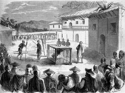 التعذيب الذي تعرض له الأب أوغست شابديلين (1814-1856) ؛ كاهن ومبشر كاثوليكي في الصين ، مقاطعة كوانغ سي (كوانغ سي) بواسطة المدرسة الفرنسية