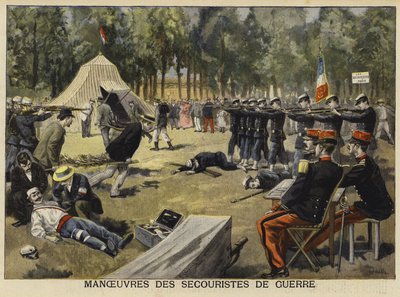 تمرين تدريبي للأطباء الميدانيين في الجيش ، فرنسا ، 1897 بواسطة المدرسة الفرنسية