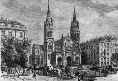 تحولات باريس تحت الإمبراطورية الثانية ، Haussmannian Paris: منظر خارجي لكنيسة Saint Ambroise (Saint-Ambroise) التي بناها Theodore Ballu (1817-1885) بواسطة المدرسة الفرنسية