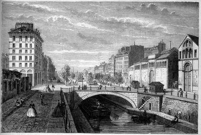 Transformations of Paris under the Second Empire, Haussmannian Paris: view of the boulevard Richard Lenoir established on the vault of the Canal Saint Martin. Engraving in “” Le Monde Illustré”” n°233 of September 28 بواسطة المدرسة الفرنسية