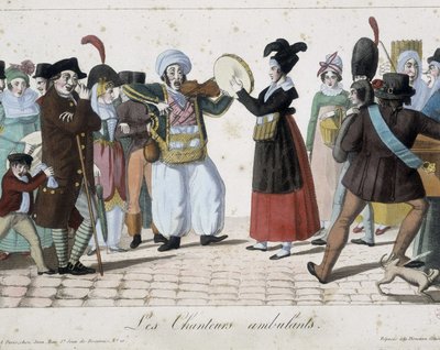 Travelling singers - engraving بواسطة المدرسة الفرنسية