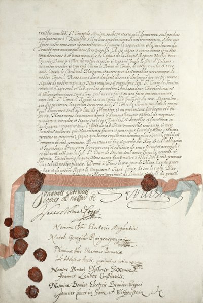 معاهدة وستفاليا ، الموقعة في مونستر ، 24 أكتوبر 1648 (انظر 211403) بواسطة المدرسة الفرنسية