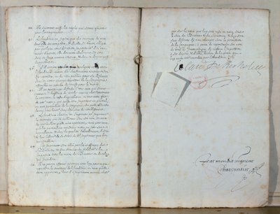 صفحتان من النظام الأساسي للأكاديمية الفرنسية ، 1635 (حبر على ورق) (انظر أيضًا 179947) بواسطة المدرسة الفرنسية