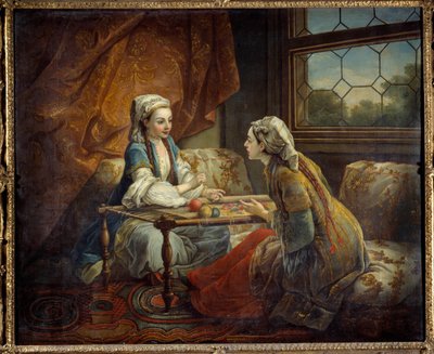 سلاطين يعملان في نسيج. رسم المدرسة الفرنسية بواسطة المدرسة الفرنسية