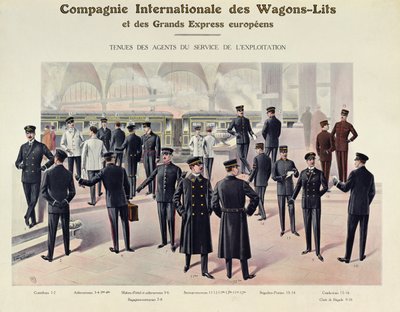 الزي الرسمي للعاملين في Compagnie des Wagons-Lits ، c.1910 بواسطة المدرسة الفرنسية