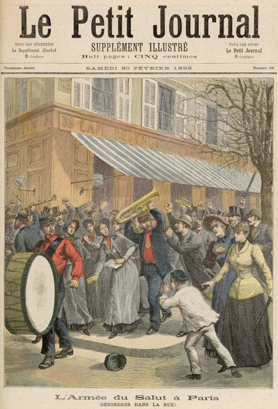 انتفاضة ضد موكب جيش الخلاص في باريس ، من لو بيتيت جورنال ، 20 فبراير 1892 (نقش الألوان) بواسطة المدرسة الفرنسية