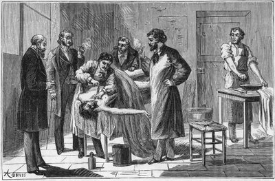 Use of soda sulphite in dissection amphitheatres to preserve corpses - Engraving in “” Sciences available to all - Popular physics and chemistry”” by Alexis Clerc - End 19th century - Private collection. بواسطة المدرسة الفرنسية