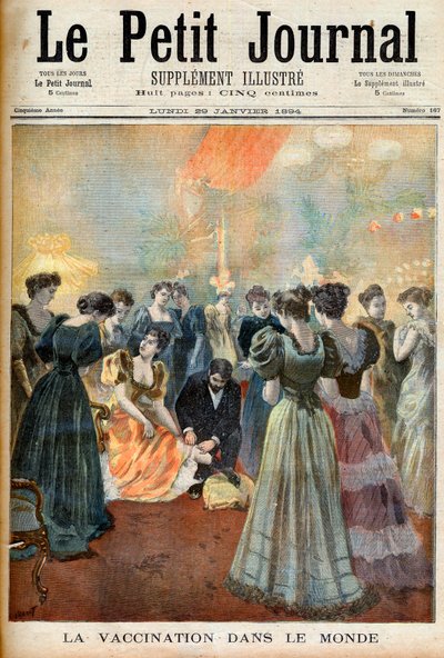 تلقيح في حفل استقبال مسائي أثناء وباء الجدري ، من Le Petit Journal ، 29 يناير 1894 بواسطة المدرسة الفرنسية