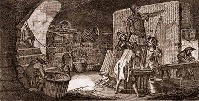 صانع سلة - أدوات - صانع كرة سلة - "" The Great Encyclopedie، ou Dictionnaire Raisonne des Sciences، des Arts et des Metiers "(موسوعة أو قاموس العلوم والفنون والمهن) بقلم دينيس ديدرو (1713-1784) وجان د ' أليمبرت (1717-1783) بواسطة المدرسة الفرنسية