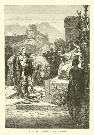 Vercingetorix يستسلم لقيصر بواسطة المدرسة الفرنسية