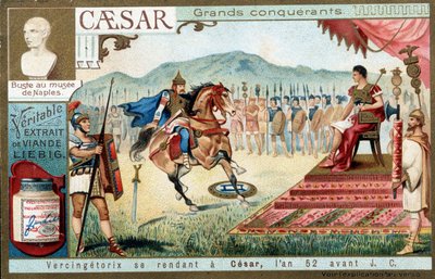 Vercingétorix going to César, in the year 52 BC - Liébig advertising vignette بواسطة المدرسة الفرنسية