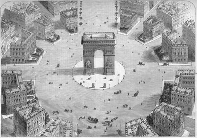 منظر لـ Place de l'Etoile في باريس ، من رسم للمهندس المعماري M. Wibaille بواسطة المدرسة الفرنسية
