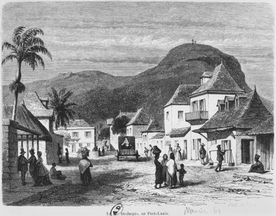 منظر لبورت لويس ، شارع Desforges ، موريشيوس ، 1861 بواسطة المدرسة الفرنسية