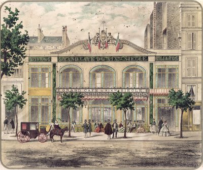منظر ل Grand Cafe du XIXeme Siecle ، باريس ، 1857 بواسطة المدرسة الفرنسية