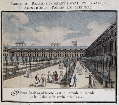 منظر للقصر الملكي (Palais du Tribunat) مع حديقة ووحدات مشي بواسطة المدرسة الفرنسية