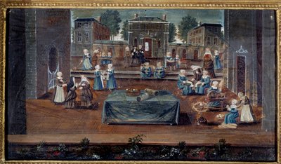 كان منظر منزل Saint Cyr Saint-Cyr عبارة عن بيت تعليمي للفتيات النبلاء الفقيرات أنشأته فرانسواز دوبيني ، ماركيز دي مينتينون (1635-1719) وتديره الراهبات. رسم المدرسة الفرنسية. القرن السابع عشر في باريس ، متحف كارنافالي بواسطة المدرسة الفرنسية
