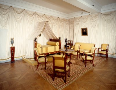 منظر لغرفة الإمبراطور نابليون الأول (1769-1821) في قلعة مالميزون في رويل مالميزون. بواسطة المدرسة الفرنسية