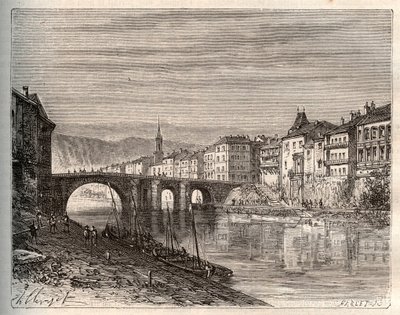 Villeneuve-sur-Lot (Villeneuve sur Lot) - قسم Lot-et-Garonne - نقش في "La France illustree: الجغرافيا والتاريخ والإدارة الإحصائية" بقلم V.-A. الشعير براون. 1884 بواسطة المدرسة الفرنسية