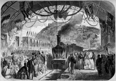 زيارة نابليون الثالث (1808-1873) والإمبراطور أوجيني (1826-1920) إلى شيربورج (مانشي ، 50) بواسطة المدرسة الفرنسية