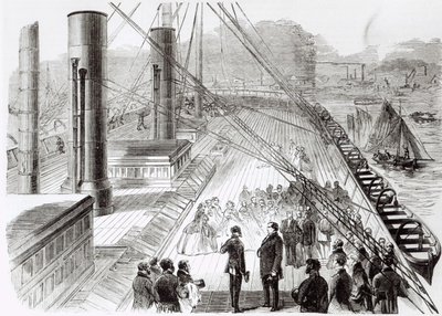 زيارة الأمير نابليون للشرق الكبير في ساوثامبتون في 18 أكتوبر 1859 ، صورة توضيحية من لوموند إيلوستري ، 5 نوفمبر 1859 بواسطة المدرسة الفرنسية