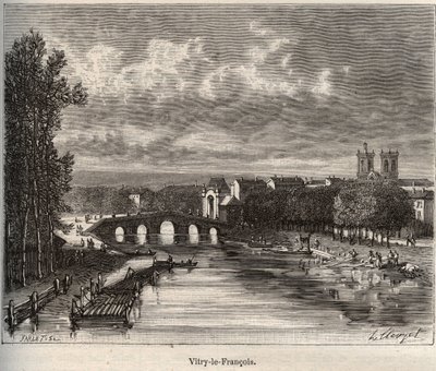 Vitry-le-Francois (Vitry le Francois) قسم Marne - نقش في "La France illustree: الجغرافيا والتاريخ والإدارة الإحصائية" بواسطة VA Malt-Brown. 1884 بواسطة المدرسة الفرنسية