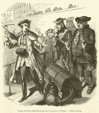 Voyage de Paris a Saint-Cloud par terre et par mer, le Depart (engraving) بواسطة المدرسة الفرنسية