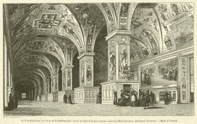 Vue de la Bibliotheque du Vatican au dix-huitieme siecle (engraving) بواسطة المدرسة الفرنسية