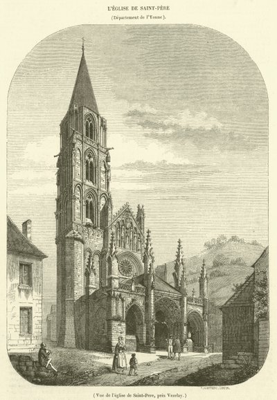 منظر لكنيسة Saint-Pere ، بالقرب من Vezelay (نقش) بواسطة المدرسة الفرنسية