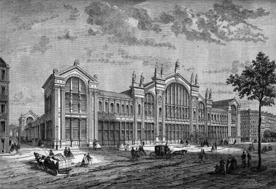 منظر خارجي لـ Gare du Nord في باريس ، بناه المهندس المعماري الفرنسي جاك هيتورف (1792-1867) بواسطة المدرسة الفرنسية