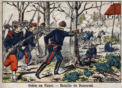 حرب 1870 بين فرنسا وبروسيا: معركة بوزنفال في منطقة باريس في 19/1/1871. بواسطة المدرسة الفرنسية
