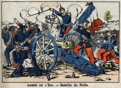حرب 1870 بين فرنسا وبروسيا: معركة ليالي سان جورج في جولد كوست بين الألمان والجيش الشرقي في عام 1870. صور إبينال بواسطة المدرسة الفرنسية