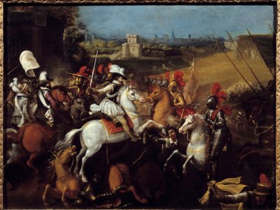 حرب الدين: "" الملك هنري الرابع (1533-1610) في معركة Arques في 21 سبتمبر بواسطة المدرسة الفرنسية