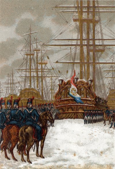 حروب الثورة الفرنسية: الاستيلاء على الأسطول الهولندي في هيلدر بهولندا (أواخر ديسمبر 1794 - بداية يناير 1795): تم الاستيلاء على الأسطول من قبل سلاح الفرسان للجنرال بيتشيجرو ، بينما أوقف الجليد أي حركة للسفن. بواسطة المدرسة الفرنسية