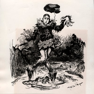 ويليام هيرست ، صحفي صحفي ذو إحساس ، يمثل فزاعة في الوحل - كاريكاتير هاربر ويكلي 1906 (نقش) بواسطة المدرسة الفرنسية