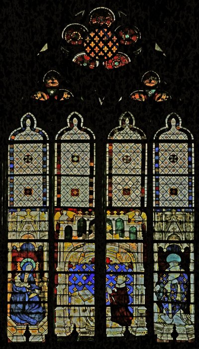 نافذة W210 تصور النافذة الملكية مع Virgi Mary و Charles VI و St Denis بواسطة المدرسة الفرنسية