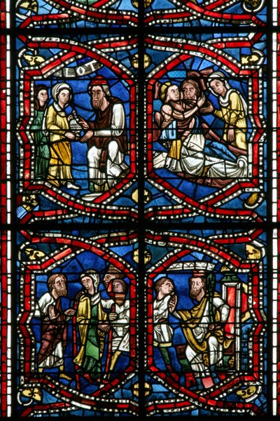 Window w5-R depicting a detail of the design (stained glass) بواسطة المدرسة الفرنسية