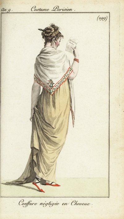Woman in casual hairdo reading a fashion magazine بواسطة المدرسة الفرنسية