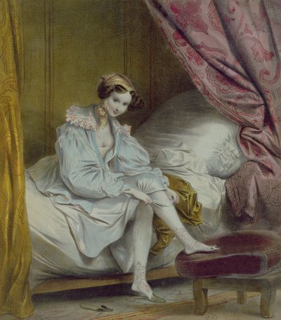 امرأة ترتدي جوارب ، c.1830 بواسطة المدرسة الفرنسية