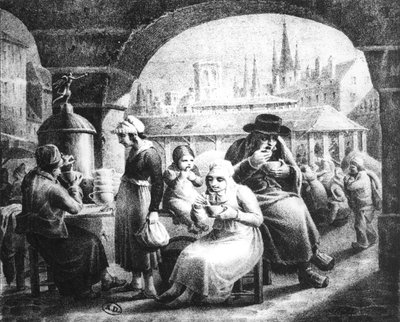 امرأة تبيع القهوة ، ج. 1820 بواسطة المدرسة الفرنسية
