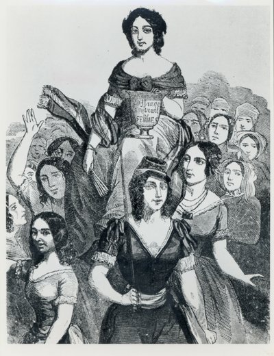 النساء اللواتي يحملن جان ديروين (1805-94) في Triumph ، من Les Femmes Celebres ، المجلد الأول ، باريس ، مازنود ، 1848 بواسطة المدرسة الفرنسية