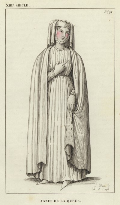 XIII Siecle ، Agnes de la Queue (نقش ملون) بواسطة المدرسة الفرنسية