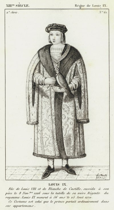 XIII Siecle, Regne de Louis IX, Louis IX (engraving) بواسطة المدرسة الفرنسية