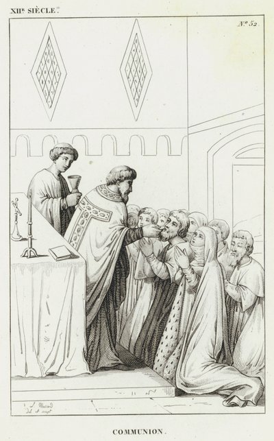 XII Siecle, Communion (engraving) بواسطة المدرسة الفرنسية