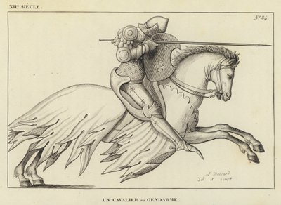 XII Siecle ، Un Cavalier ou Gendarme (نقش) بواسطة المدرسة الفرنسية