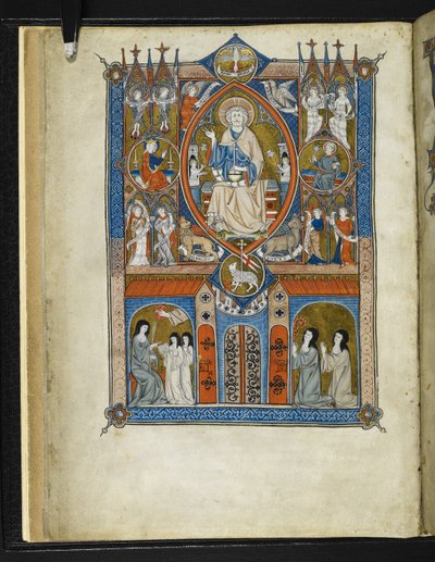 Yates Thompson MS 11 f.1v الحالة المثالية لـ Sainte Abbaye ، من "La Sainte Abbaye" بقلم بيير دي بلوا ، حوالي 1290 (رق) بواسطة المدرسة الفرنسية