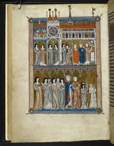 Yates Thompson MS 11 f.6v "La Sainte Abbaye" بقلم بيير دي بلوا ، حوالي 1290 (حبر ، لون وذهب على ورق رقيق) بواسطة المدرسة الفرنسية