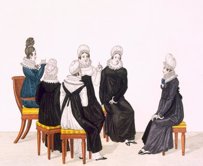 دردشة الشابات ، ج. 1820 (نقش الألوان) بواسطة المدرسة الفرنسية