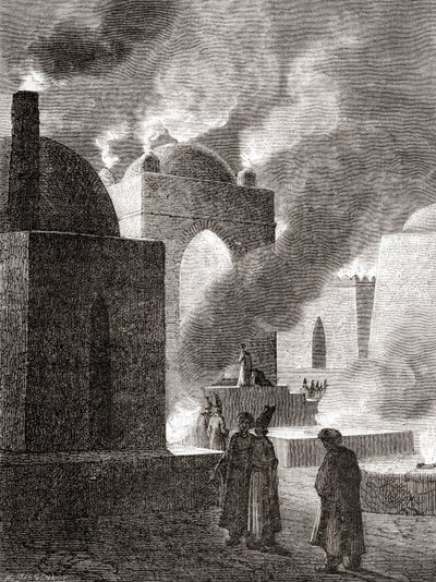 Zoroastrian fire worshippers at a Fire Temple in Baku, Azerbaijan, from 