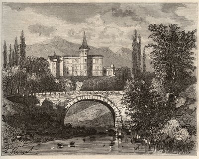 chateau de la rochelambert في وادي محطة Haute-Loire (43) - نقش في "La France illustrie: الجغرافيا والتاريخ والإدارة الإحصائية" بقلم V.-A. الشعير براون. 1884 بواسطة المدرسة الفرنسية