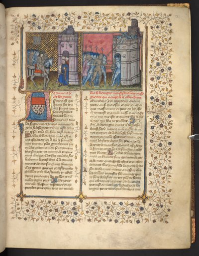 F. 73: حصار بريست ، من "سجلات فرنسا وإنجلترا" ، بقلم جان فرويسارت (ورق). بواسطة المدرسة الفرنسية